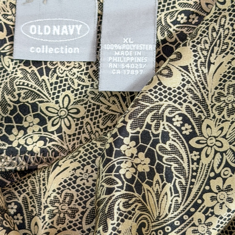 Old Navy Satin Cowl Neck Midi Slip Dress XL Paisley Gold Black Spaghetti Strap - Picture 4 of 5